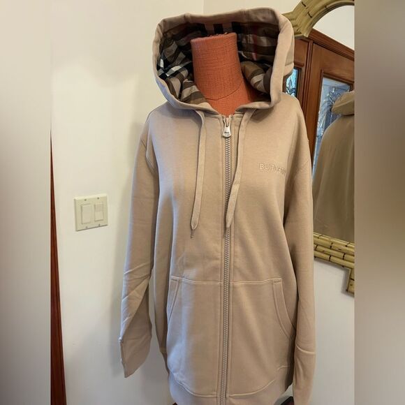 Men’s Burberry hove classic check embroidery cotton, zip front hoodie large … - Picture 1 of 13